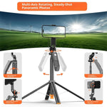 T04 Asta per selfie da 1,77 m con treppiede, testa girevole a 360 gradi e attacco filettato da 1/4" per smartphone e action camera., T04
