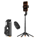 Stabilizzatore per selfie stick a singolo asse Q41 con luce di riempimento e telecomando Bluetooth per smartphone., Q41