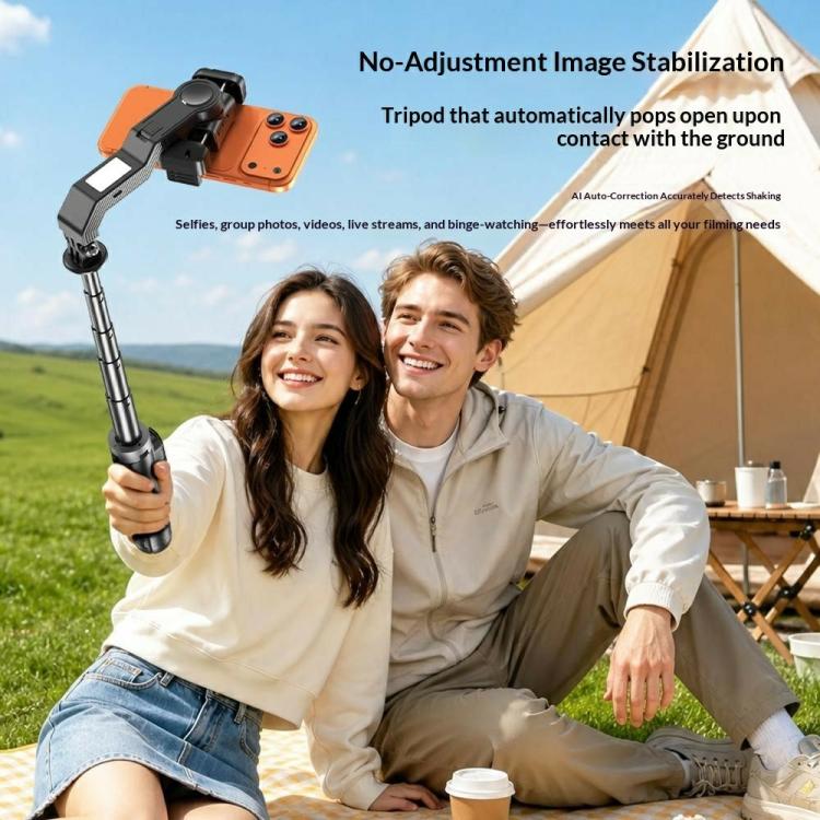 Stabilizzatore per selfie stick a singolo asse Q41 con luce di riempimento e telecomando Bluetooth per smartphone., Q41