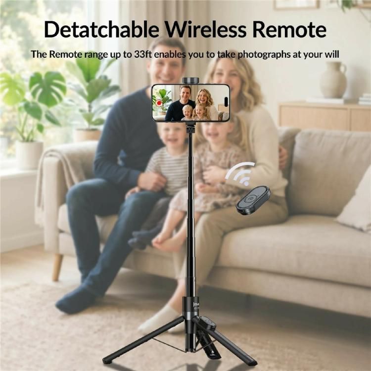 JMARY KT-209 Selfie stick da 98,5 cm con treppiede pieghevole in lega di alluminio e telecomando wireless per lo streaming live, KT-209