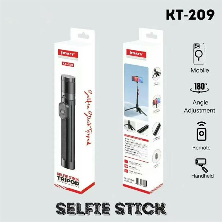 JMARY KT-209 Selfie stick da 98,5 cm con treppiede pieghevole in lega di alluminio e telecomando wireless per lo streaming live, KT-209