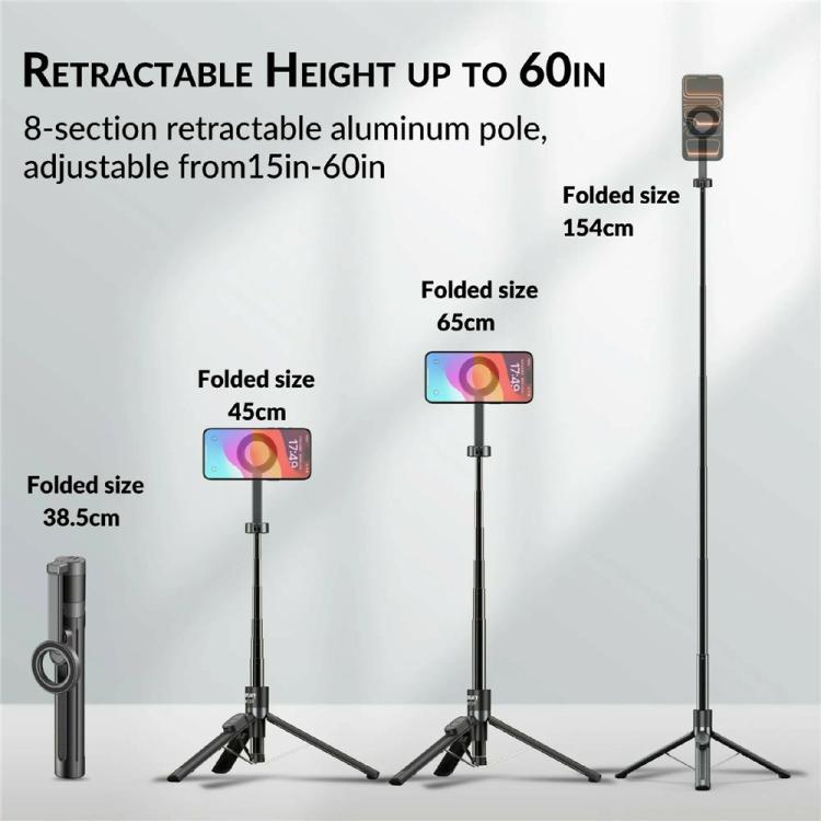 JMARY KT-279 Asta per selfie da 1,54 m, treppiede estensibile in lega di alluminio con telecomando per vlog e live streaming, KT-279