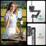 Stabilizzatore gimbal Q51 con tracciamento AI, luce di riempimento RGB e controllo gestuale, ideale per vlogging e live streaming., Q51