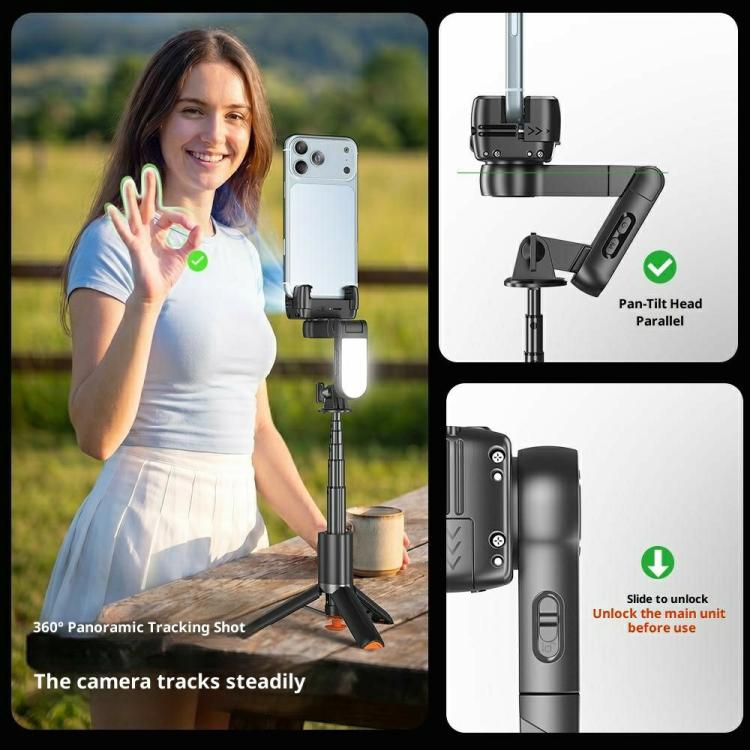 Stabilizzatore gimbal Q51 con tracciamento AI, luce di riempimento RGB e controllo gestuale, ideale per vlogging e live streaming., Q51