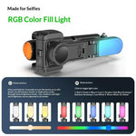 Stabilizzatore gimbal Q51 con tracciamento AI, luce di riempimento RGB e controllo gestuale, ideale per vlogging e live streaming., Q51