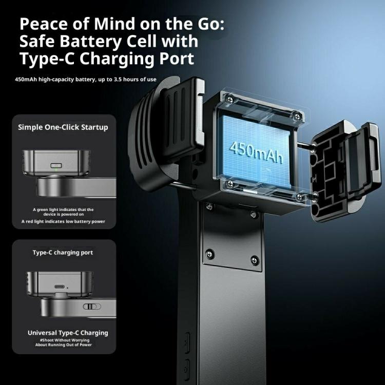 Stabilizzatore per selfie Q43 con intelligenza artificiale, luce di riempimento RGB, treppiede e telecomando., Q43