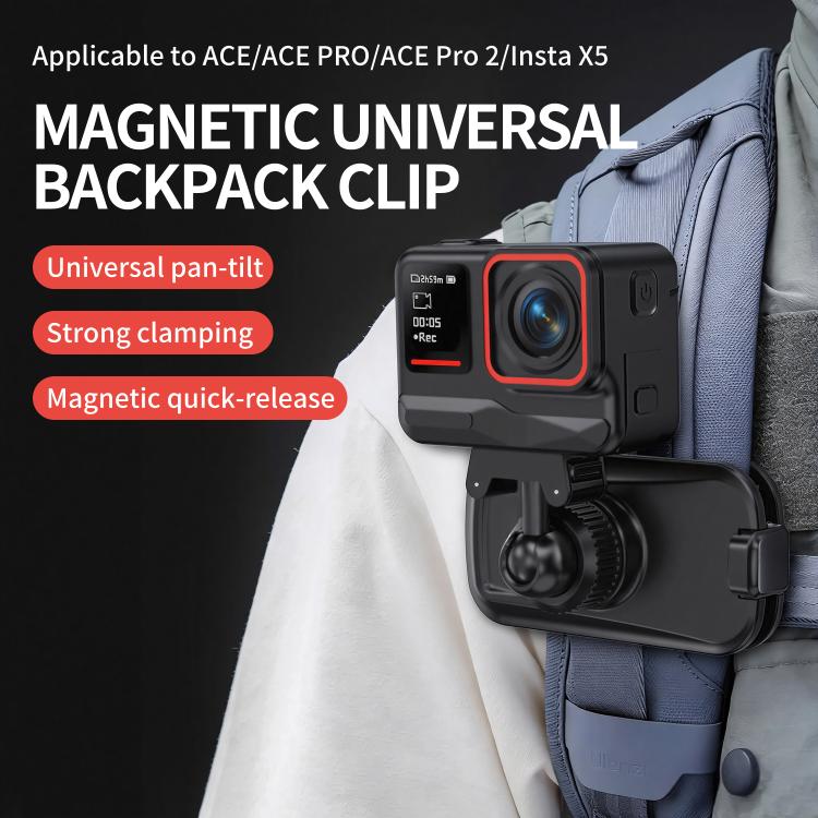 Moschettone magnetico a sgancio rapido per zaino, fibbia per tracolla regolabile a 360°, For Insta360 Ace / Ace Pro