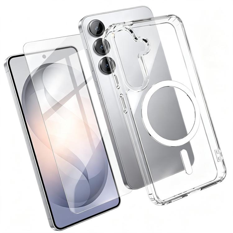 Set 2 in 1: custodia magnetica trasparente in TPU + PC con pellicola temperata ad alto contenuto di allumina., For Galaxy S24+ 5G, For Galaxy S24 5G, For Galaxy A05, For Galaxy A25 5G, For Galaxy S23 FE 5G, For Galaxy S23 Ultra 5G, For Galaxy S23+ 5G  ...