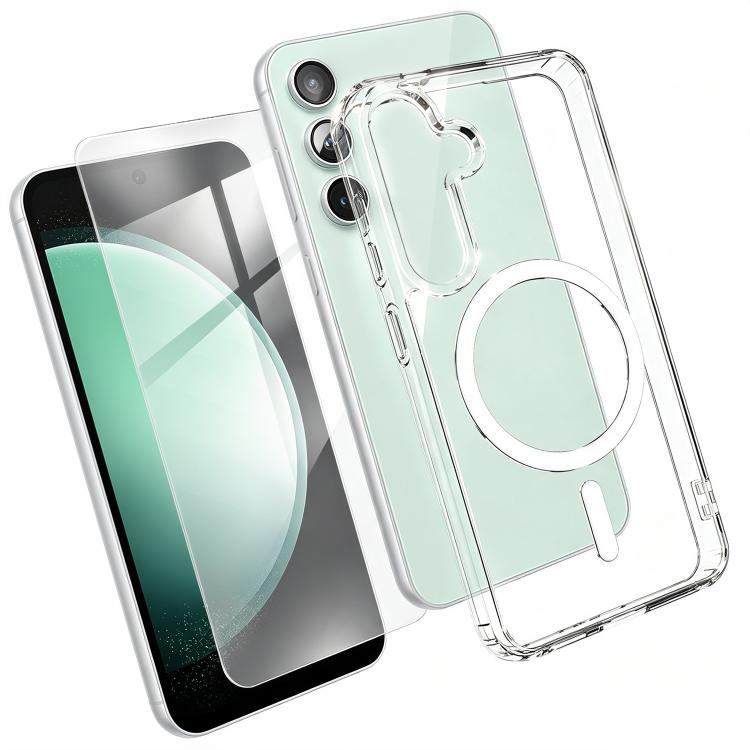 Set 2 in 1: custodia magnetica trasparente in TPU + PC con pellicola temperata ad alto contenuto di allumina., For Galaxy S24+ 5G, For Galaxy S24 5G, For Galaxy A05, For Galaxy A25 5G, For Galaxy S23 FE 5G, For Galaxy S23 Ultra 5G, For Galaxy S23+ 5G  ...