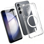 Set 2 in 1: custodia magnetica trasparente in TPU + PC con pellicola temperata ad alto contenuto di allumina., For Galaxy S24+ 5G, For Galaxy S24 5G, For Galaxy A05, For Galaxy A25 5G, For Galaxy S23 FE 5G, For Galaxy S23 Ultra 5G, For Galaxy S23+ 5G  ...