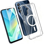 Set 2 in 1: custodia magnetica trasparente in TPU + PC con pellicola temperata ad alto contenuto di allumina., For Galaxy S24+ 5G, For Galaxy S24 5G, For Galaxy A05, For Galaxy A25 5G, For Galaxy S23 FE 5G, For Galaxy S23 Ultra 5G, For Galaxy S23+ 5G  ...