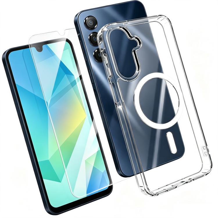 Set 2 in 1: custodia magnetica trasparente in TPU + PC con pellicola temperata ad alto contenuto di allumina., For Galaxy S24+ 5G, For Galaxy S24 5G, For Galaxy A05, For Galaxy A25 5G, For Galaxy S23 FE 5G, For Galaxy S23 Ultra 5G, For Galaxy S23+ 5G  ...