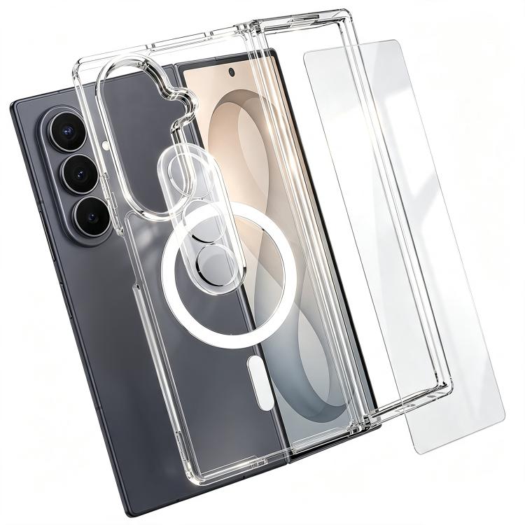 Set 3 in 1: custodia magnetica trasparente in TPU e PC con pellicola temperata ad alto contenuto di allumina e protezione per l'obiettivo., For Galaxy S26 FE 5G, For Galaxy Z Fold8 Ultra 5G, For Galaxy Z Flip8 5G, For Galaxy S26+ 5G                    ...