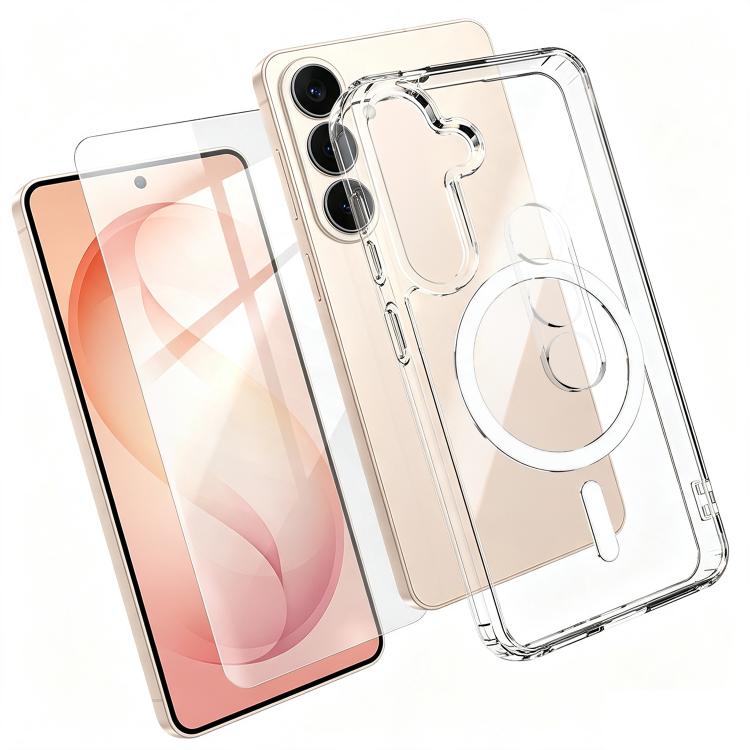 Set 3 in 1: custodia magnetica trasparente in TPU e PC con pellicola temperata ad alto contenuto di allumina e protezione per l'obiettivo., For Galaxy S26 FE 5G, For Galaxy Z Fold8 Ultra 5G, For Galaxy Z Flip8 5G, For Galaxy S26+ 5G                    ...