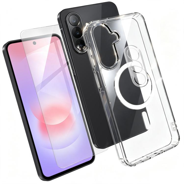 Set 3 in 1: custodia magnetica trasparente in TPU e PC con pellicola temperata ad alto contenuto di allumina e protezione per l'obiettivo., For Galaxy S26 FE 5G, For Galaxy Z Fold8 Ultra 5G, For Galaxy Z Flip8 5G, For Galaxy S26+ 5G                    ...