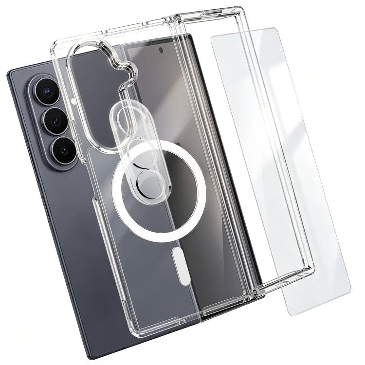 Set 3 in 1: custodia magnetica trasparente in TPU e PC con pellicola temperata ad alto contenuto di allumina e protezione per l'obiettivo., For Galaxy S26 FE 5G, For Galaxy Z Fold8 Ultra 5G, For Galaxy Z Flip8 5G, For Galaxy S26+ 5G                    ...