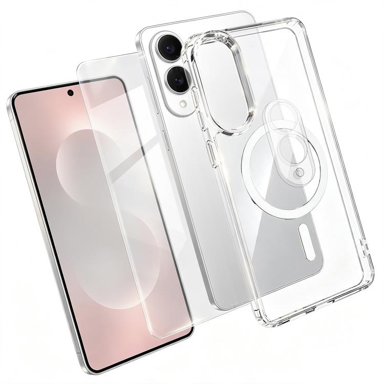 Set 3 in 1: custodia magnetica trasparente in TPU e PC con pellicola temperata ad alto contenuto di allumina e protezione per l'obiettivo., For Galaxy S26 FE 5G, For Galaxy Z Fold8 Ultra 5G, For Galaxy Z Flip8 5G, For Galaxy S26+ 5G                    ...