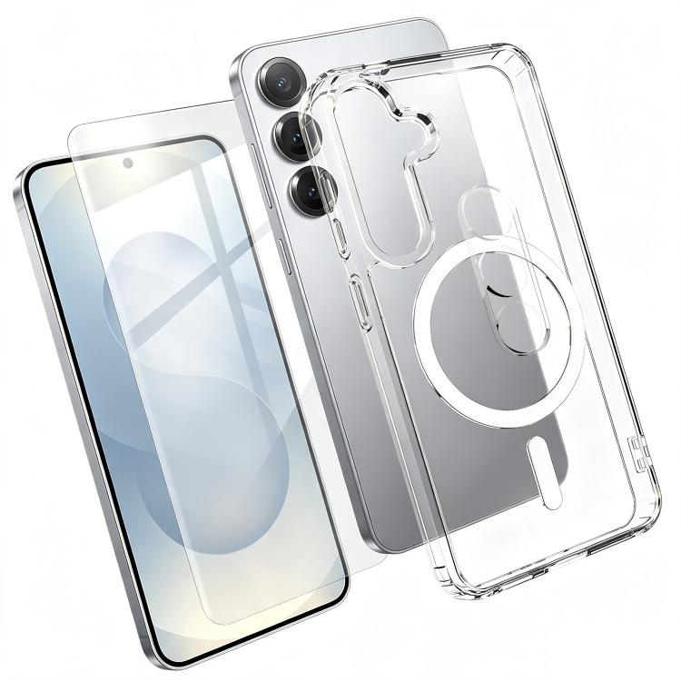 Set 3 in 1: custodia magnetica trasparente in TPU e PC con pellicola temperata ad alto contenuto di allumina e protezione per l'obiettivo., For Galaxy S26 FE 5G, For Galaxy Z Fold8 Ultra 5G, For Galaxy Z Flip8 5G, For Galaxy S26+ 5G                    ...