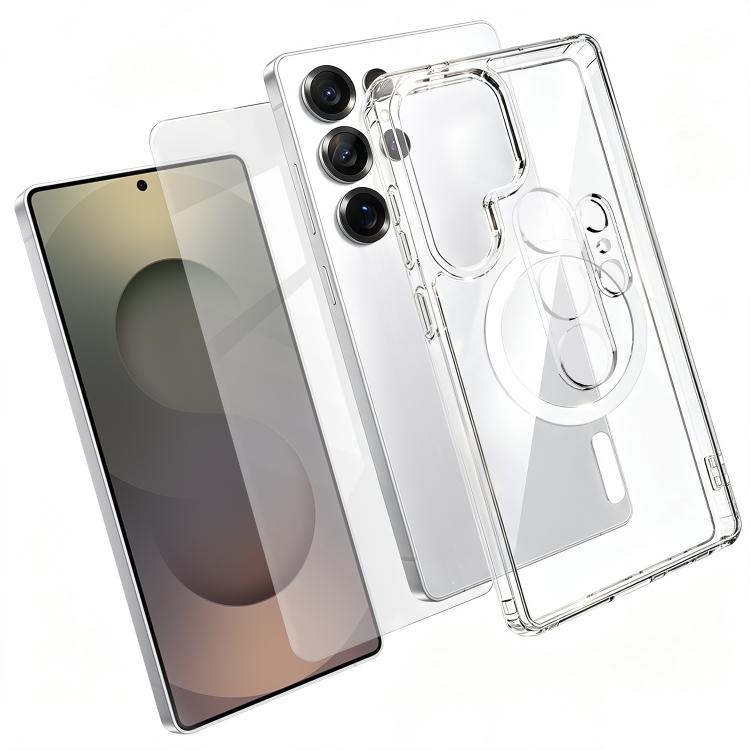 Set 3 in 1: custodia magnetica trasparente in TPU e PC con pellicola temperata ad alto contenuto di allumina e protezione per l'obiettivo., For Galaxy S26 FE 5G, For Galaxy Z Fold8 Ultra 5G, For Galaxy Z Flip8 5G, For Galaxy S26+ 5G                    ...