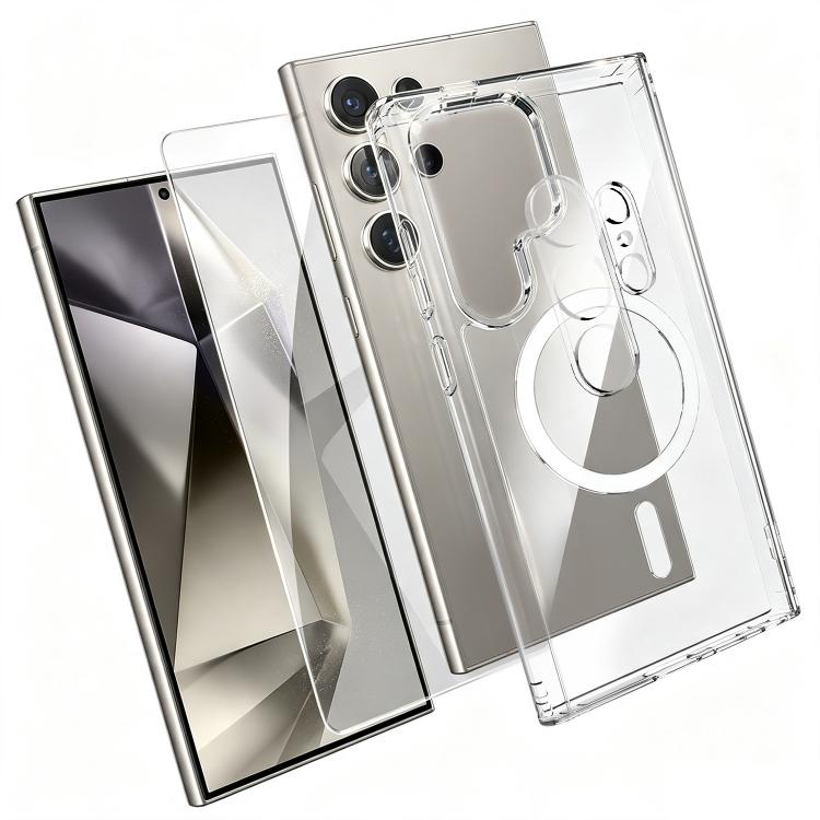 Set 3 in 1: custodia magnetica trasparente in TPU e PC con pellicola temperata ad alto contenuto di allumina e protezione per l'obiettivo., For Galaxy S26 FE 5G, For Galaxy Z Fold8 Ultra 5G, For Galaxy Z Flip8 5G, For Galaxy S26+ 5G                    ...
