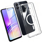 Set 3 in 1: custodia magnetica trasparente in TPU e PC con pellicola temperata ad alto contenuto di allumina e protezione per l'obiettivo., For Galaxy S24+ 5G, For Galaxy S24 5G, For Galaxy A05, For Galaxy A25 5G, For Galaxy S23 FE 5G                  ...