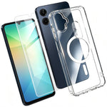 Set 3 in 1: custodia magnetica trasparente in TPU e PC con pellicola temperata ad alto contenuto di allumina e protezione per l'obiettivo., For Galaxy S24+ 5G, For Galaxy S24 5G, For Galaxy A05, For Galaxy A25 5G, For Galaxy S23 FE 5G                  ...