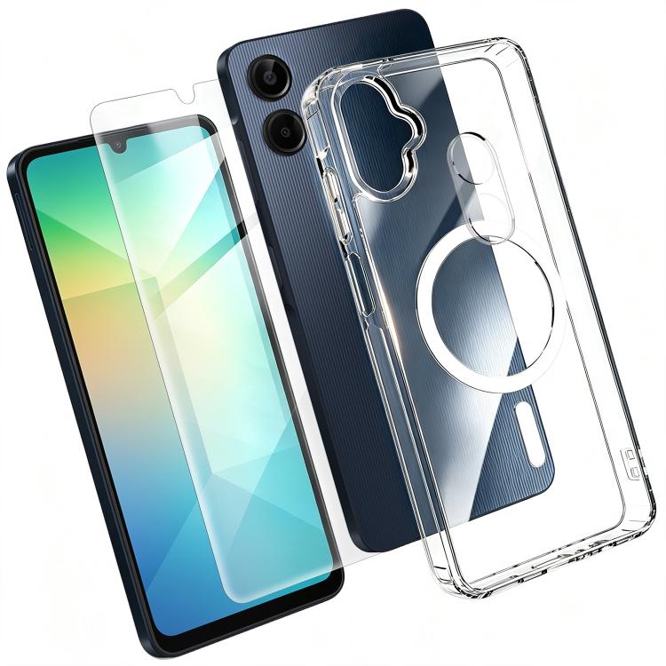 Set 3 in 1: custodia magnetica trasparente in TPU e PC con pellicola temperata ad alto contenuto di allumina e protezione per l'obiettivo., For Galaxy S24+ 5G, For Galaxy S24 5G, For Galaxy A05, For Galaxy A25 5G, For Galaxy S23 FE 5G                  ...
