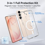 Set 3 in 1: custodia magnetica trasparente in TPU e PC con pellicola temperata ad alto contenuto di allumina e protezione per l'obiettivo., For Galaxy S26 FE 5G, For Galaxy Z Fold8 Ultra 5G, For Galaxy Z Flip8 5G, For Galaxy S26+ 5G                    ...