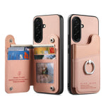 Portafoglio multi-carta con anelli in tessuto twill, custodia per telefono in pelle vegana, For Galaxy S26+ 5G, For Galaxy S26 Ultra 5G, For Galaxy S26 5G