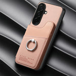 Portafoglio multi-carta con anelli in tessuto twill, custodia per telefono in pelle vegana, For Galaxy S26+ 5G, For Galaxy S26 Ultra 5G, For Galaxy S26 5G