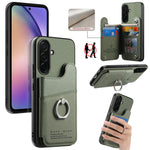 Portafoglio multi-carta con anelli in tessuto twill, custodia per telefono in pelle vegana, For Galaxy S26+ 5G, For Galaxy S26 Ultra 5G, For Galaxy S26 5G
