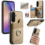 Portafoglio multi-carta con anelli in tessuto twill, custodia per telefono in pelle vegana, For Galaxy S26+ 5G, For Galaxy S26 Ultra 5G, For Galaxy S26 5G