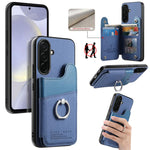 Portafoglio multi-carta con anelli in tessuto twill, custodia per telefono in pelle vegana, For Galaxy S26+ 5G, For Galaxy S26 Ultra 5G, For Galaxy S26 5G