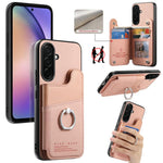 Portafoglio multi-carta con anelli in tessuto twill, custodia per telefono in pelle vegana, For Galaxy S26+ 5G, For Galaxy S26 Ultra 5G, For Galaxy S26 5G