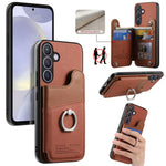 Portafoglio multi-carta con anelli in tessuto twill, custodia per telefono in pelle vegana, For Galaxy A57 5G, For Galaxy A37 5G, For Galaxy S25 FE 5G