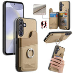 Portafoglio multi-carta con anelli in tessuto twill, custodia per telefono in pelle vegana, For Galaxy A57 5G, For Galaxy A37 5G, For Galaxy S25 FE 5G