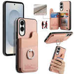Portafoglio multi-carta con anelli in tessuto twill, custodia per telefono in pelle vegana, For Galaxy S25 Edge 5G, For Galaxy A56 5G, For Galaxy A26 5G