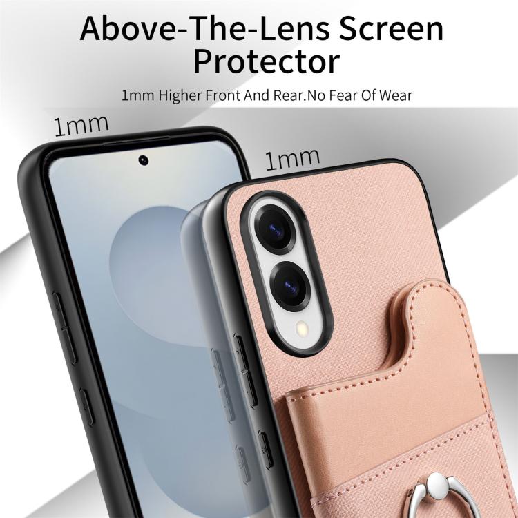Portafoglio multi-carta con anelli in tessuto twill, custodia per telefono in pelle vegana, For Galaxy S25 Edge 5G, For Galaxy A56 5G, For Galaxy A26 5G