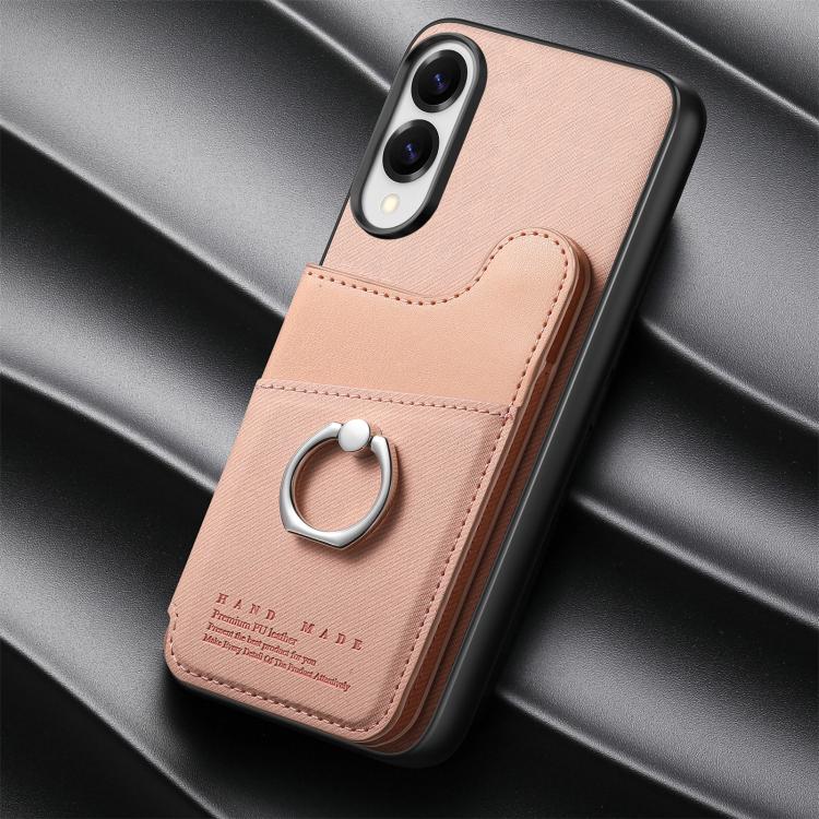 Portafoglio multi-carta con anelli in tessuto twill, custodia per telefono in pelle vegana, For Galaxy S25 Edge 5G, For Galaxy A56 5G, For Galaxy A26 5G