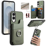 Portafoglio multi-carta con anelli in tessuto twill, custodia per telefono in pelle vegana, For Galaxy S25 Edge 5G, For Galaxy A56 5G, For Galaxy A26 5G