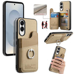 Portafoglio multi-carta con anelli in tessuto twill, custodia per telefono in pelle vegana, For Galaxy S25 Edge 5G, For Galaxy A56 5G, For Galaxy A26 5G