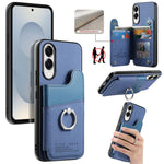 Portafoglio multi-carta con anelli in tessuto twill, custodia per telefono in pelle vegana, For Galaxy S25 Edge 5G, For Galaxy A56 5G, For Galaxy A26 5G