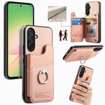 Portafoglio multi-carta con anelli in tessuto twill, custodia per telefono in pelle vegana, For Galaxy S25 Edge 5G, For Galaxy A56 5G, For Galaxy A26 5G