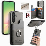 Portafoglio multi-carta con anelli in tessuto twill, custodia per telefono in pelle vegana, For Galaxy S25 Edge 5G, For Galaxy A56 5G, For Galaxy A26 5G