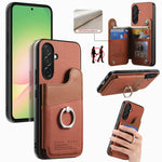 Portafoglio multi-carta con anelli in tessuto twill, custodia per telefono in pelle vegana, For Galaxy S25 Edge 5G, For Galaxy A56 5G, For Galaxy A26 5G