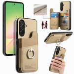 Portafoglio multi-carta con anelli in tessuto twill, custodia per telefono in pelle vegana, For Galaxy S25 Edge 5G, For Galaxy A56 5G, For Galaxy A26 5G