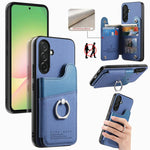 Portafoglio multi-carta con anelli in tessuto twill, custodia per telefono in pelle vegana, For Galaxy S25 Edge 5G, For Galaxy A56 5G, For Galaxy A26 5G