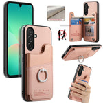 Portafoglio multi-carta con anelli in tessuto twill, custodia per telefono in pelle vegana, For Galaxy S25 Edge 5G, For Galaxy A56 5G, For Galaxy A26 5G