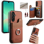 Portafoglio multi-carta con anelli in tessuto twill, custodia per telefono in pelle vegana, For Galaxy S25 Edge 5G, For Galaxy A56 5G, For Galaxy A26 5G
