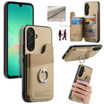 Portafoglio multi-carta con anelli in tessuto twill, custodia per telefono in pelle vegana, For Galaxy S25 Edge 5G, For Galaxy A56 5G, For Galaxy A26 5G